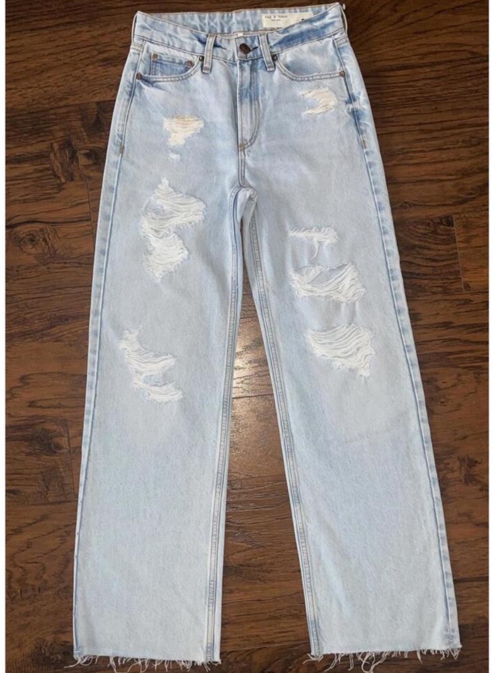 rag & bone Light Blue Distressed Boyfriend Jeans